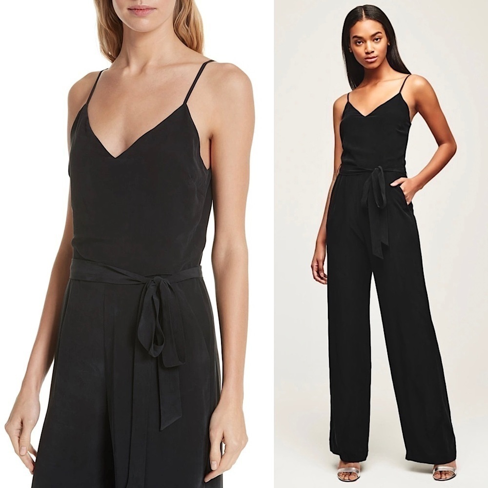 L’AGENCE Silk Belt Tie Waist Wide Leg Camisole Jumpsuit Old Money Scandi Girl S